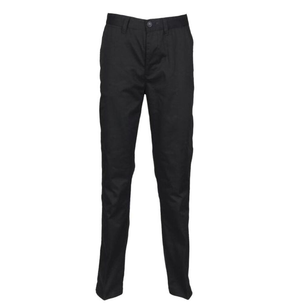 Henbury Mens 65/35 Flat Fronted Chino Work Pants / Black